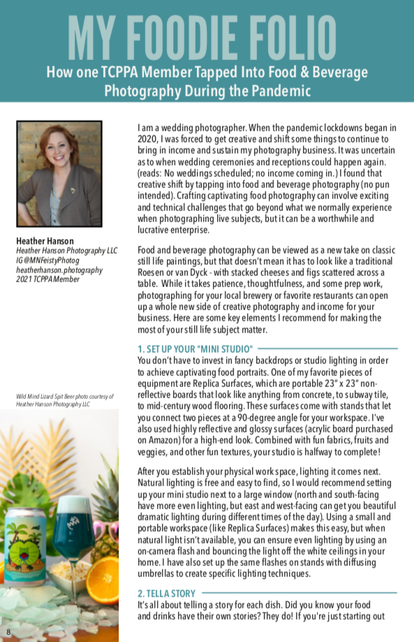 Twin Cities Professional Photographers Association article featuring Heather Hanson Photography | The Feisty Atelier